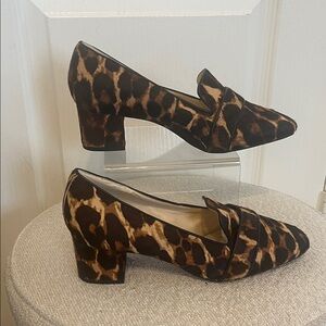Alex Marie Brown Calf Hair Leopard Print Loafers